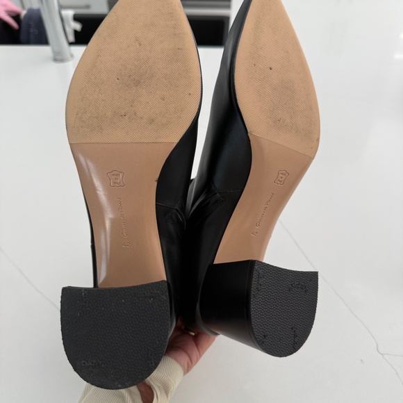 Gianvito Rossi Pointed Toe Black Leather Ankle Boots Block Heel - Picture 5 of 7